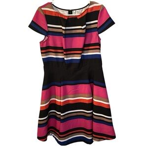 Elle Striped Fit & Flare Dress | Size M | Flattering A-Line Silhouette